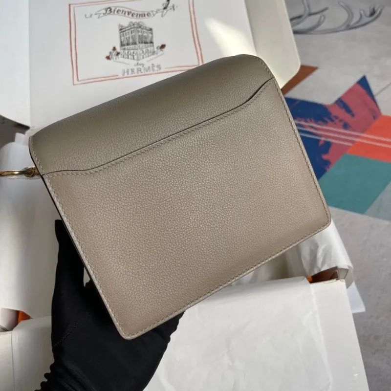Alternative view of Hermes Gray Roulis Leather Crossbody Bag