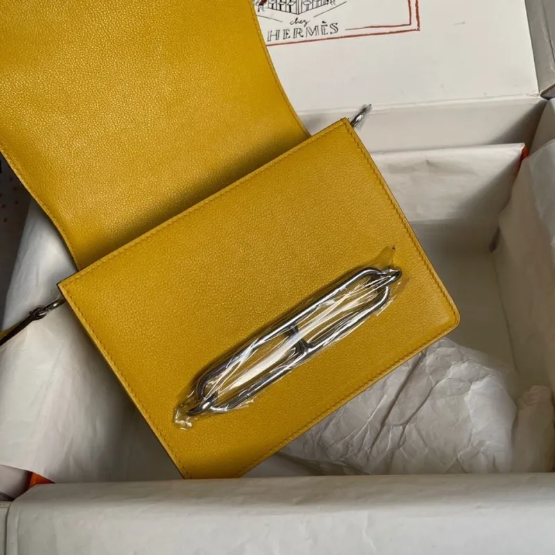Hermes Yellow Roulis Crossbody Bag - Image 6