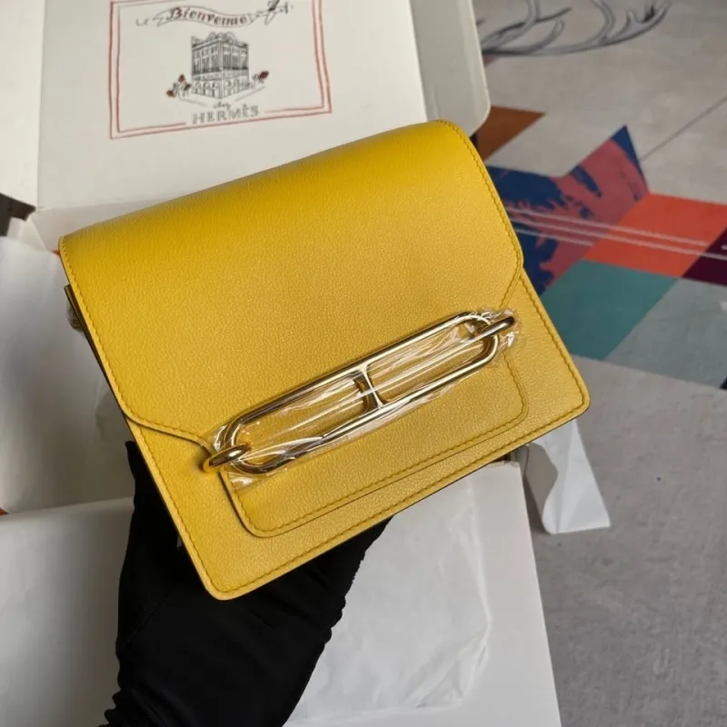 Hermes Yellow Roulis Leather Handbag