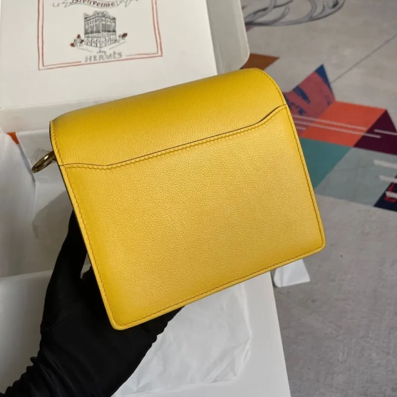 Alternative view of Hermes Yellow Roulis Leather Handbag