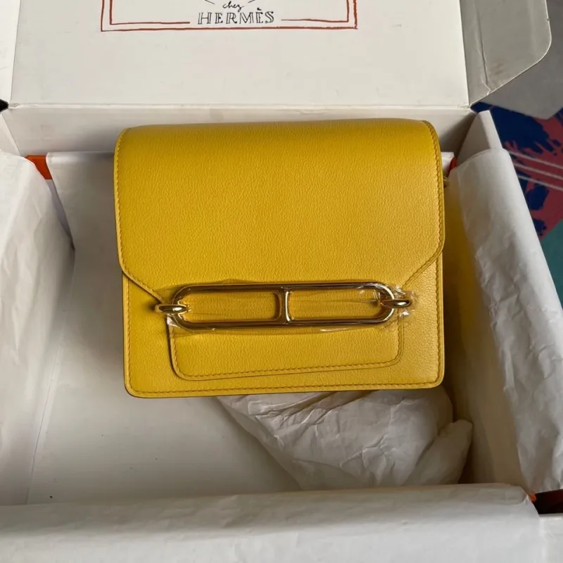 Hermes Yellow Roulis Leather Handbag - Image 3