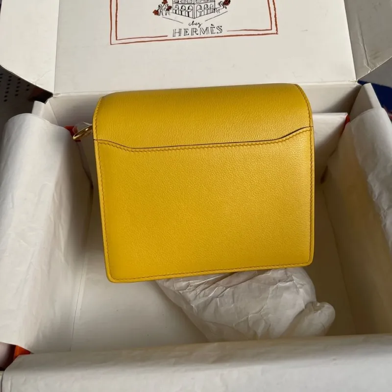 Hermes Yellow Roulis Leather Handbag - Image 4
