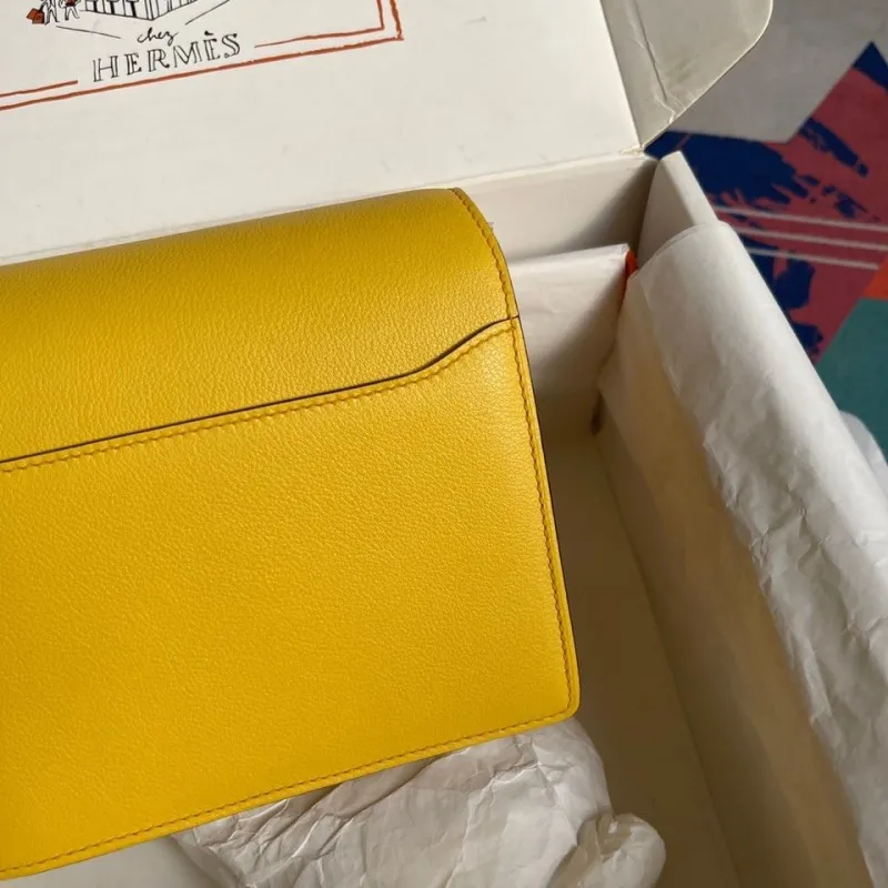 Hermes Yellow Roulis Leather Handbag - Image 5