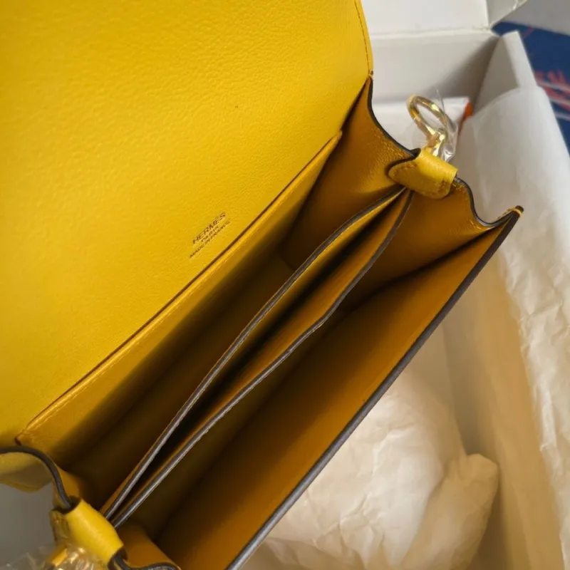Hermes Yellow Roulis Leather Handbag - Image 6