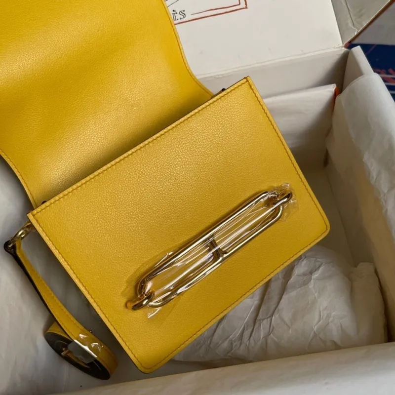 Hermes Yellow Roulis Leather Handbag - Image 8