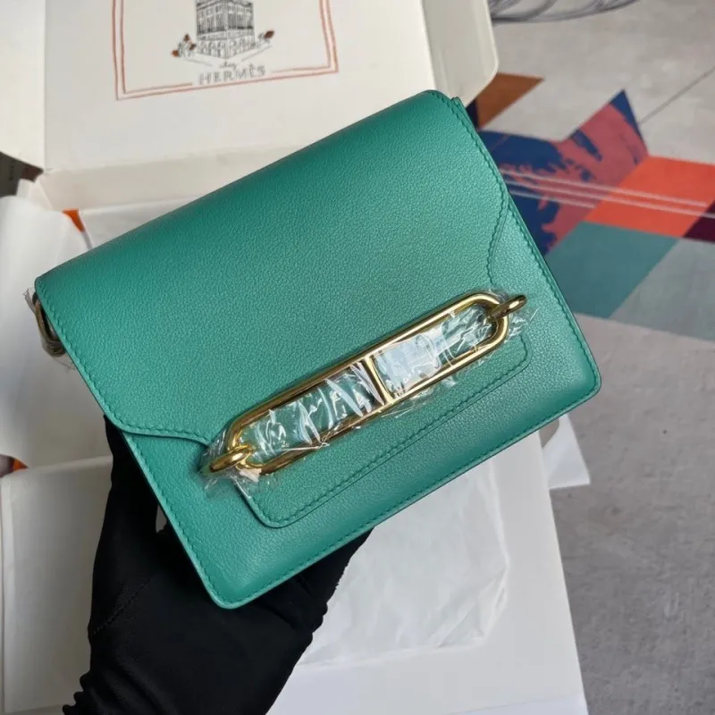 Hermes Roulis 73 Teal Leather Crossbody Bag