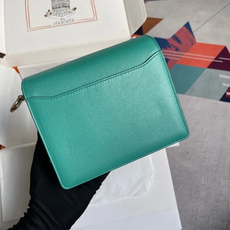 Alternative view of Hermes Roulis 73 Teal Leather Crossbody Bag