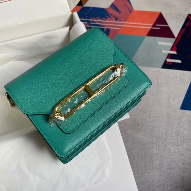 Hermes Roulis 73 Teal Leather Crossbody Bag - Image 3