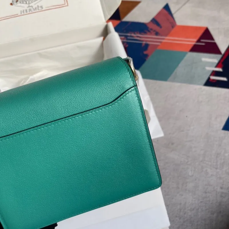 Hermes Roulis 73 Teal Leather Crossbody Bag - Image 4