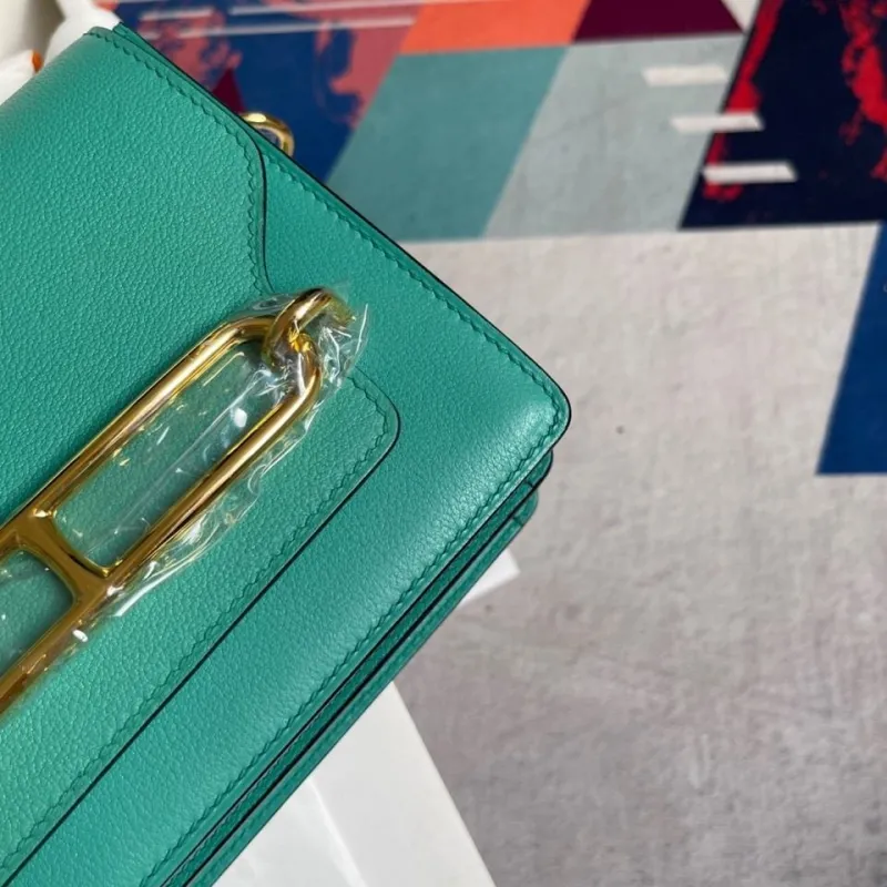 Hermes Roulis 73 Teal Leather Crossbody Bag - Image 7