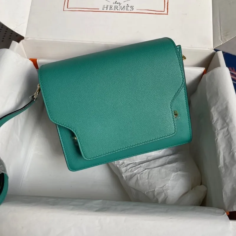 Hermes Roulis 73 Teal Leather Crossbody Bag - Image 8