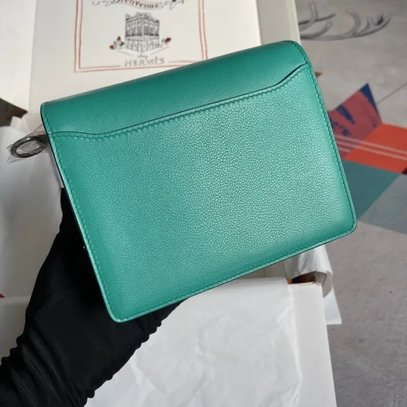 Alternative view of Hermes Teal Roulis Leather Shoulder Bag