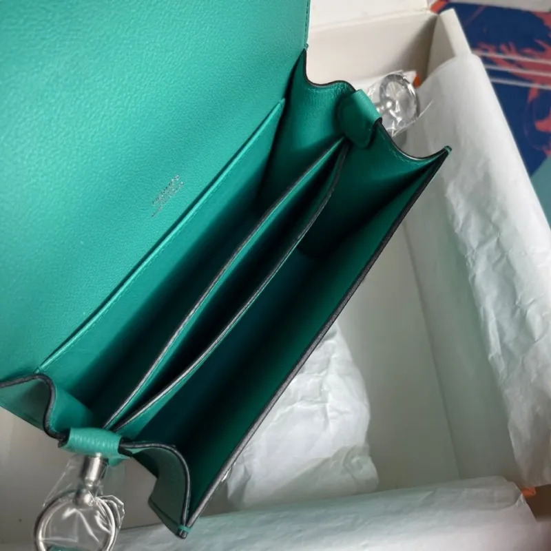 Hermes Teal Roulis Leather Shoulder Bag - Image 5