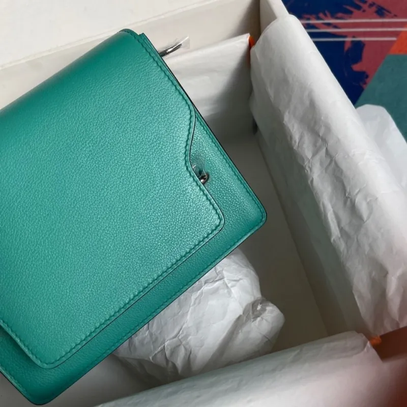 Hermes Teal Roulis Leather Shoulder Bag - Image 8