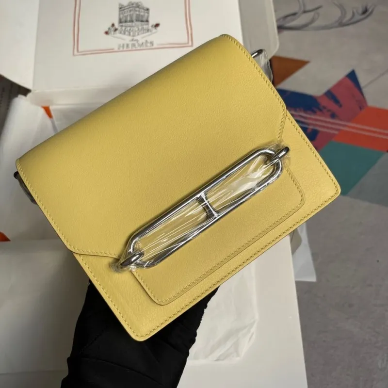 Hermes Yellow Roulis Leather Crossbody Bag