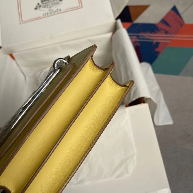 Hermes Yellow Roulis Leather Crossbody Bag - Image 6