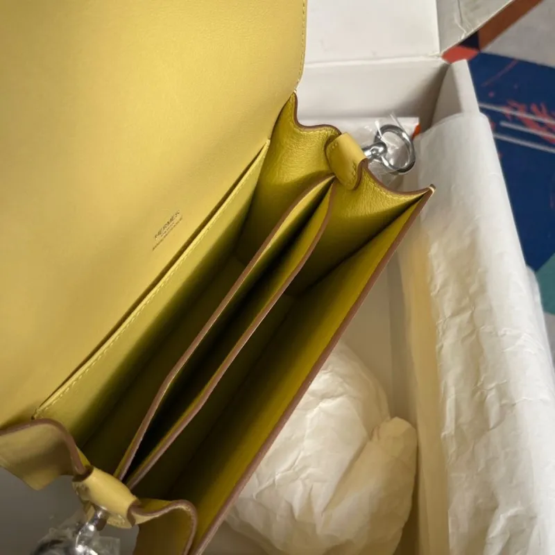 Hermes Yellow Roulis Leather Crossbody Bag - Image 7