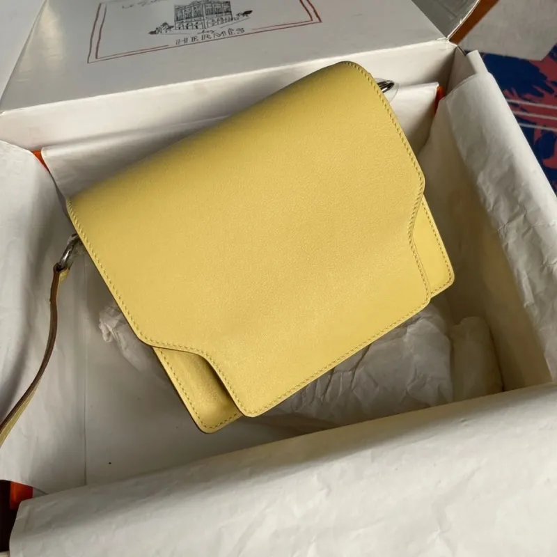 Hermes Yellow Roulis Leather Crossbody Bag - Image 9