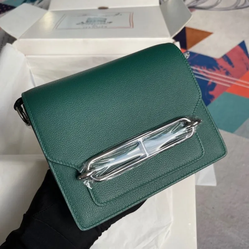 Hermes Green Roulis Leather Bag 77