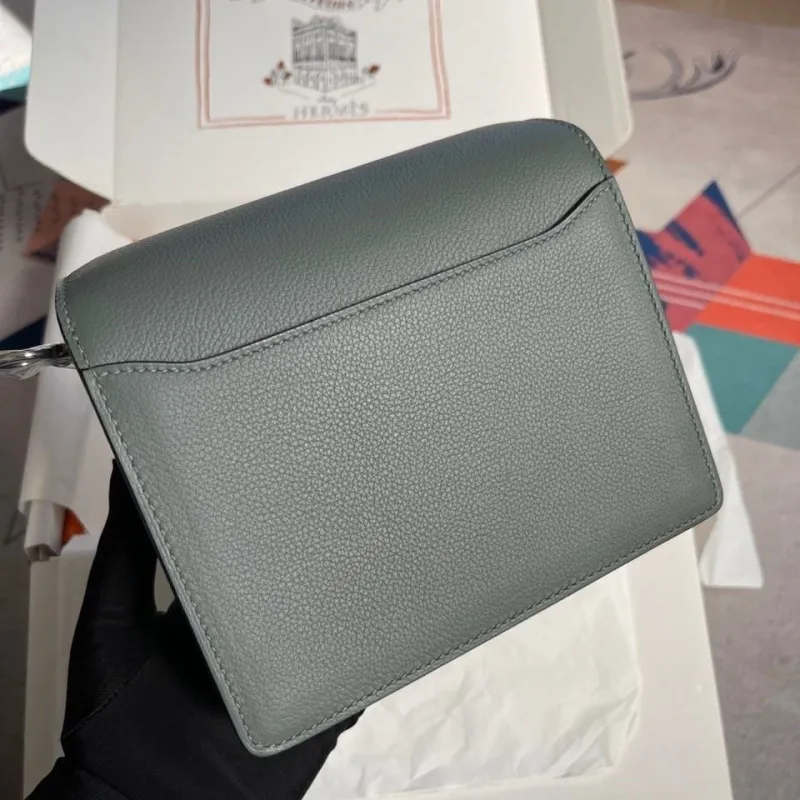 Hermes Roulis Gray Leather Crossbody Bag