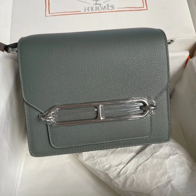 Hermes Roulis Gray Leather Crossbody Bag - Image 3