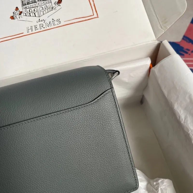 Hermes Roulis Gray Leather Crossbody Bag - Image 6