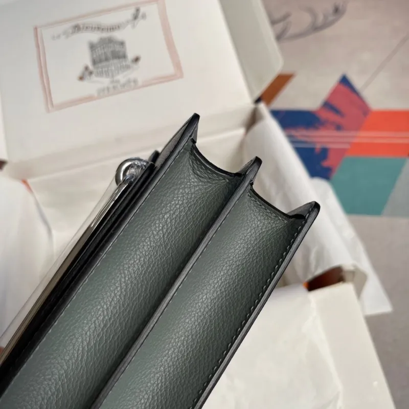 Hermes Roulis Gray Leather Crossbody Bag - Image 7
