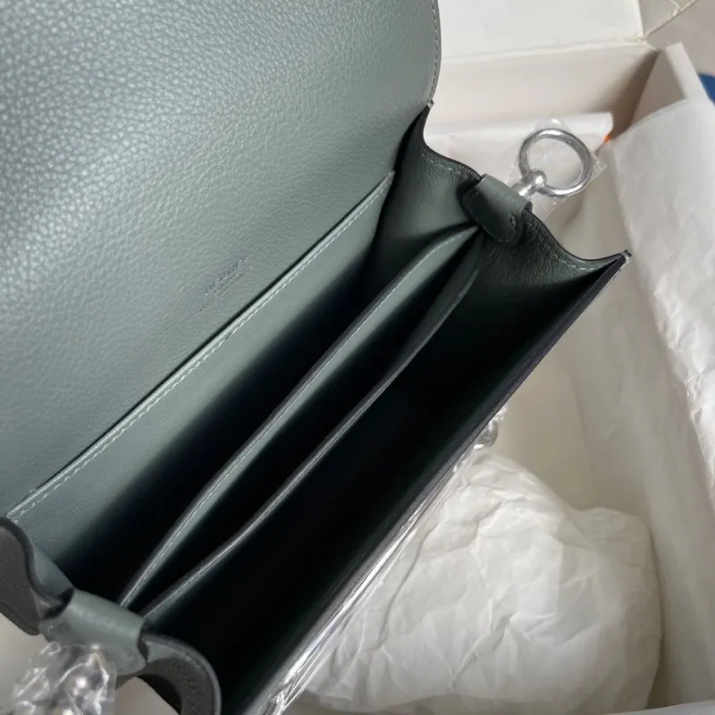 Hermes Roulis Gray Leather Crossbody Bag - Image 8