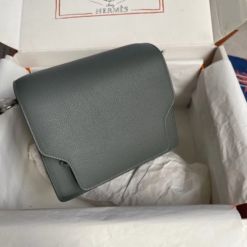 Hermes Roulis Gray Leather Crossbody Bag - Image 9