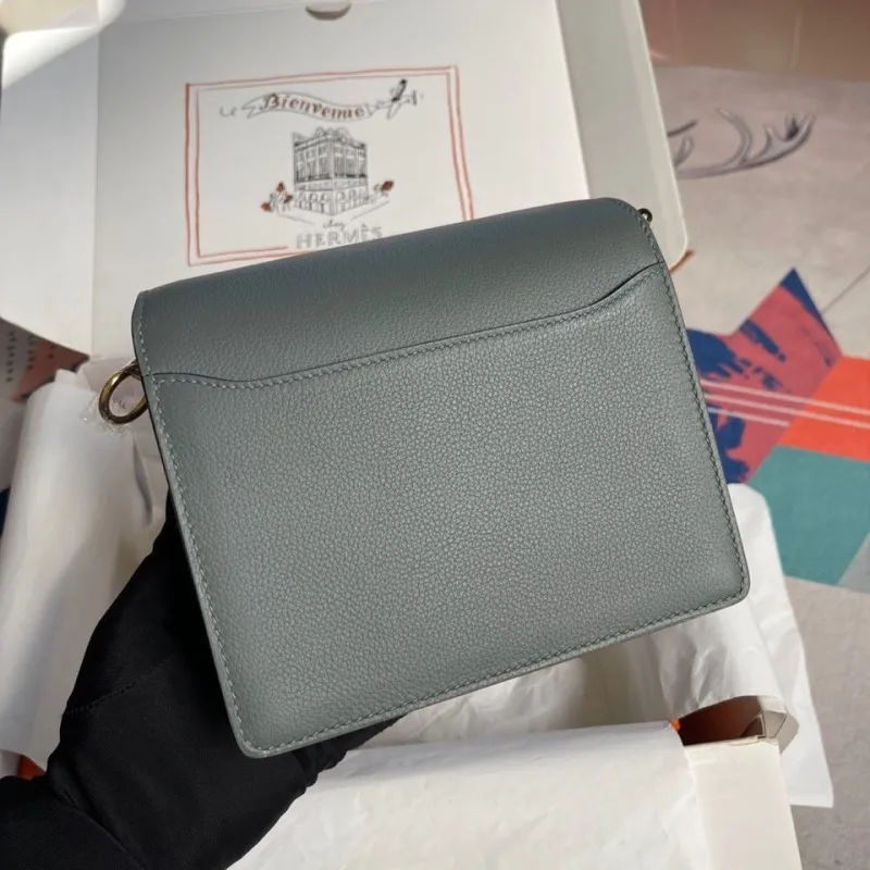 Alternative view of Hermes Gray Roulis Leather Crossbody Bag