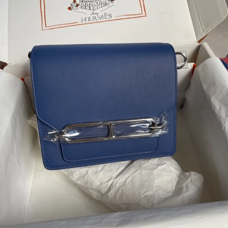 Alternative view of Hermes Blue Roulis Leather Crossbody Bag