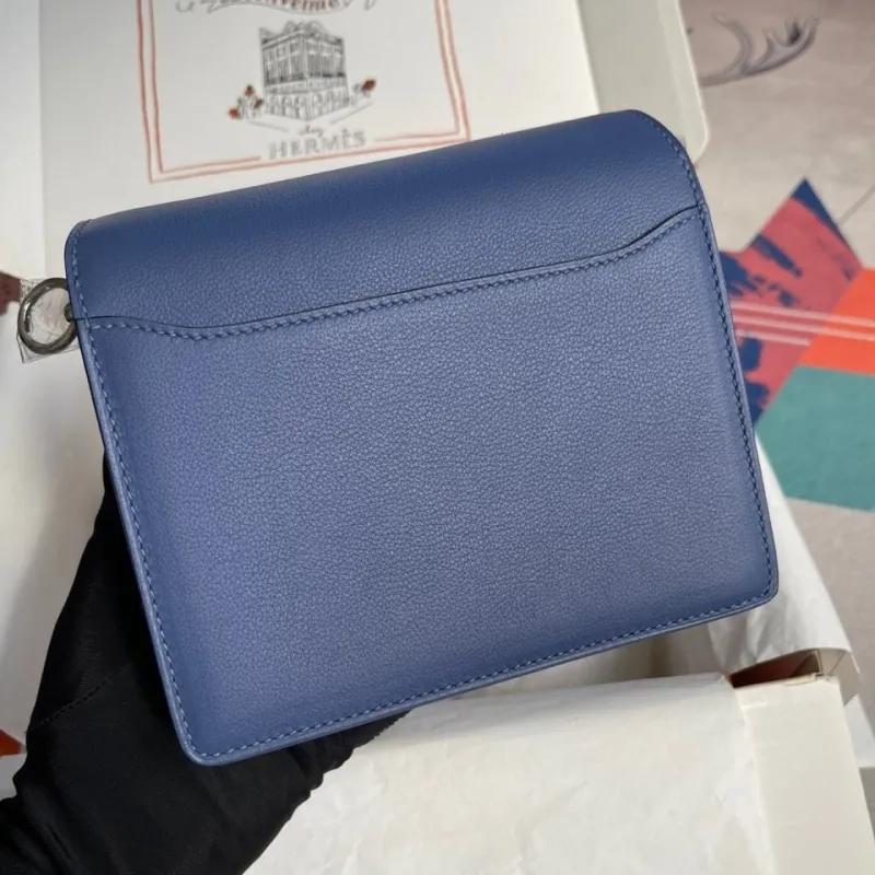 Hermes Blue Roulis Leather Crossbody Bag - Image 3