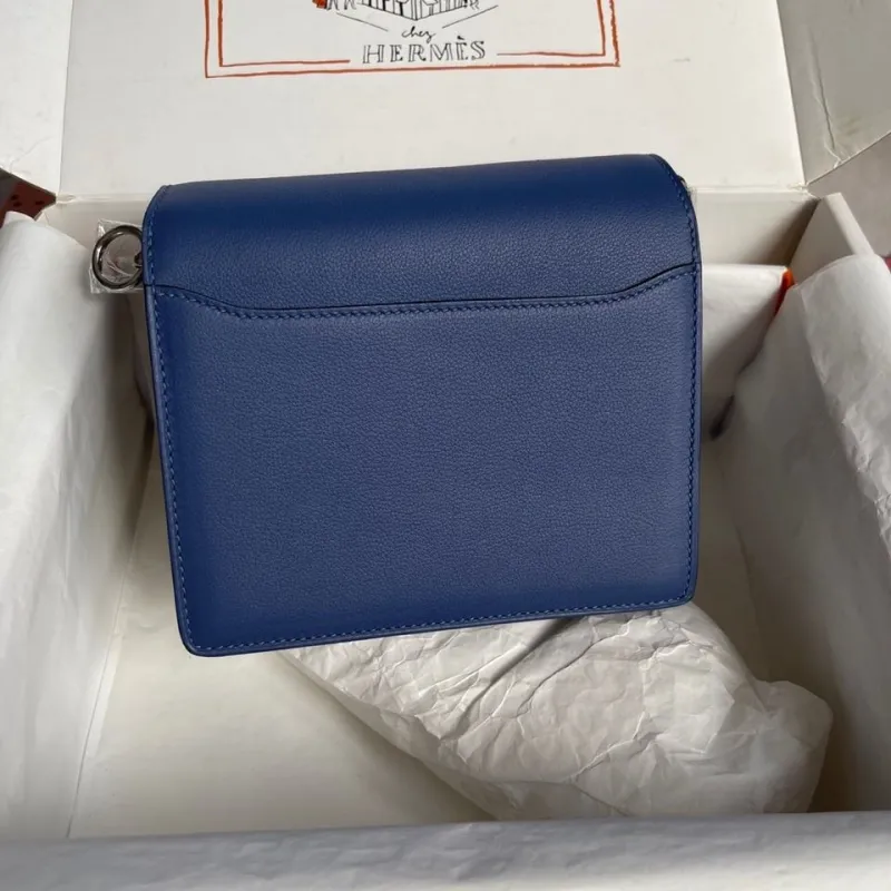 Hermes Blue Roulis Leather Crossbody Bag - Image 4