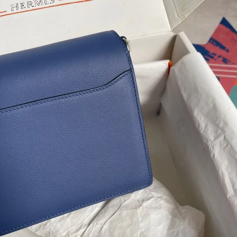 Hermes Blue Roulis Leather Crossbody Bag - Image 5
