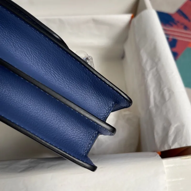 Hermes Blue Roulis Leather Crossbody Bag - Image 6