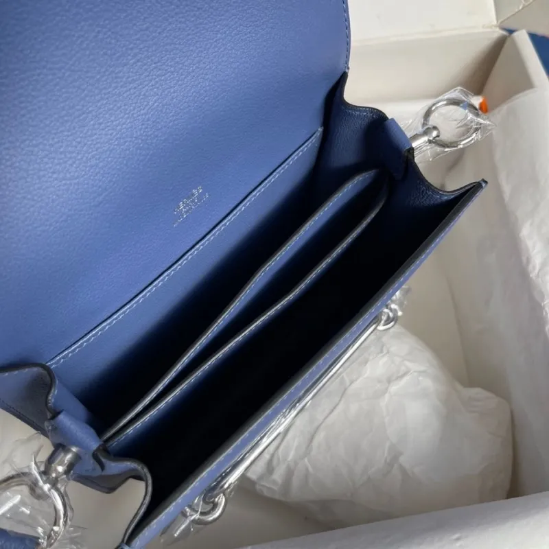 Hermes Blue Roulis Leather Crossbody Bag - Image 7