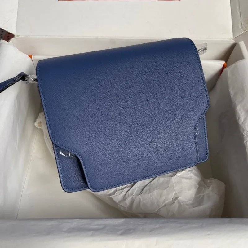 Hermes Blue Roulis Leather Crossbody Bag - Image 9