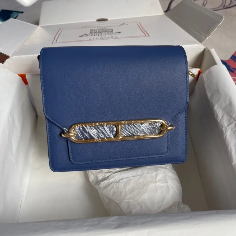Hermes Blue Roulis Leather Shoulder Bag - Image 3