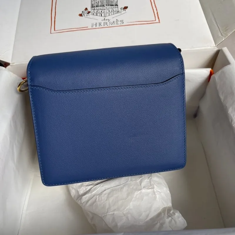 Hermes Blue Roulis Leather Shoulder Bag - Image 4