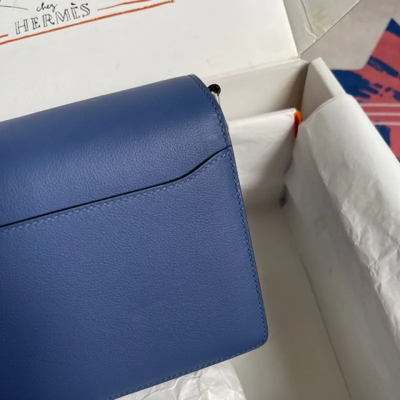 Hermes Blue Roulis Leather Shoulder Bag - Image 5