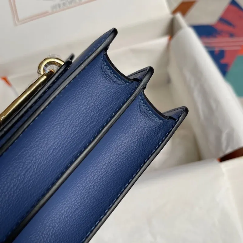 Hermes Blue Roulis Leather Shoulder Bag - Image 7
