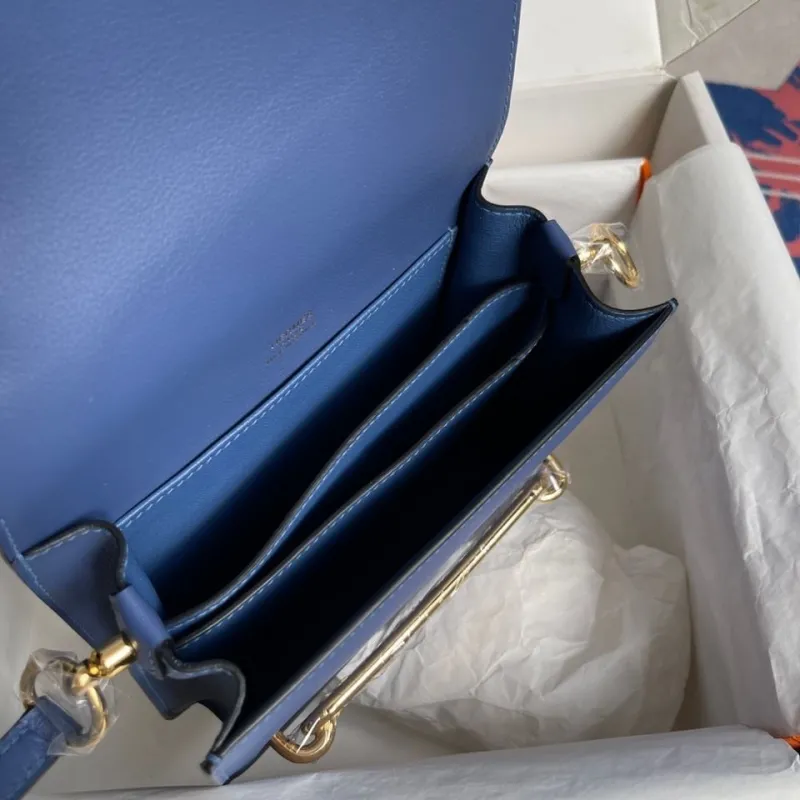 Hermes Blue Roulis Leather Shoulder Bag - Image 8