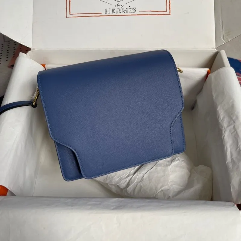 Hermes Blue Roulis Leather Shoulder Bag - Image 9