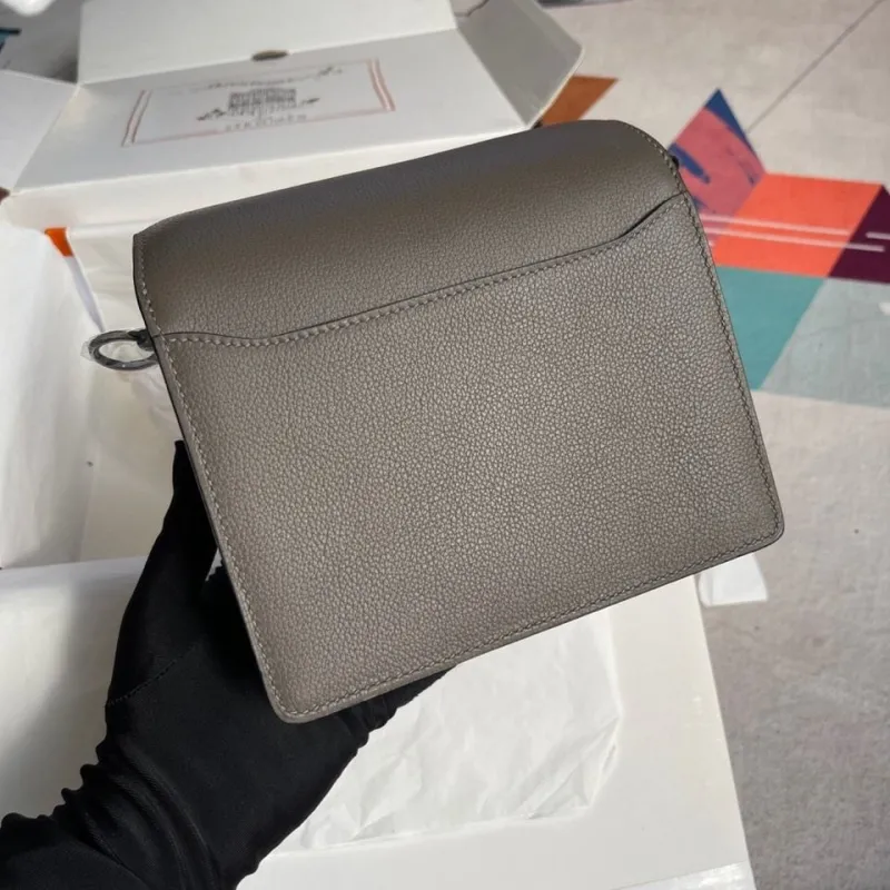 Alternative view of Hermes Roulis Gray Leather Shoulder Bag