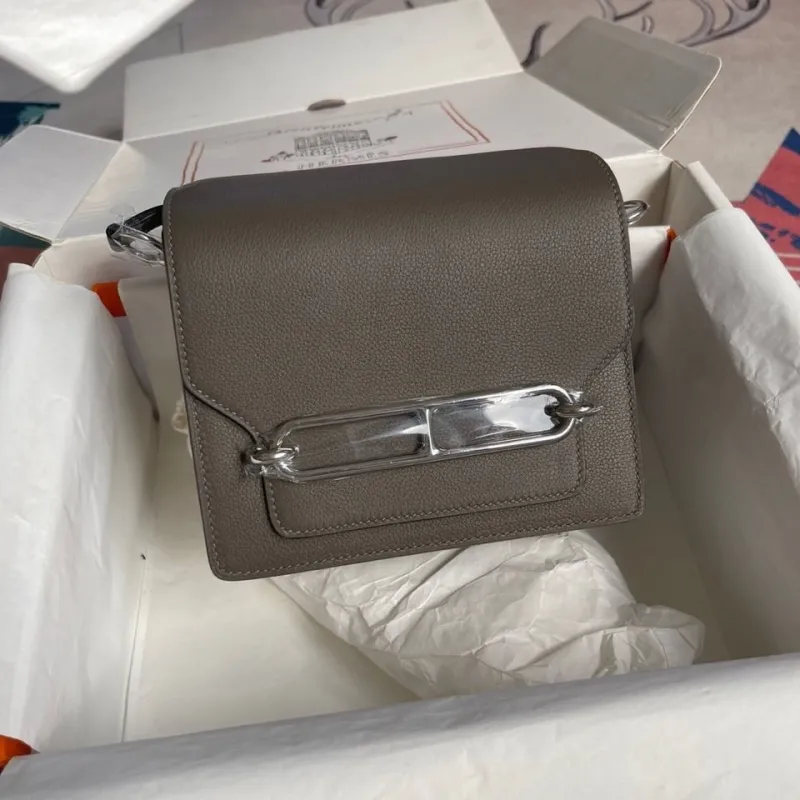 Hermes Roulis Gray Leather Shoulder Bag - Image 3