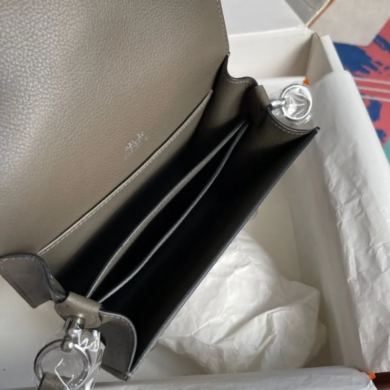 Hermes Roulis Gray Leather Shoulder Bag - Image 8