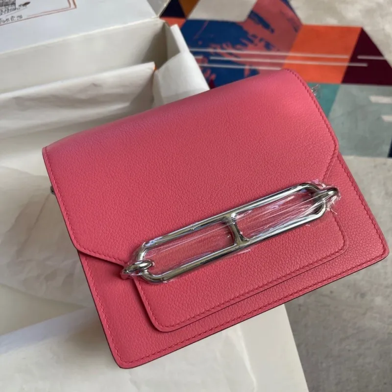 Alternative view of Hermes Pink Roulis Leather Crossbody Bag