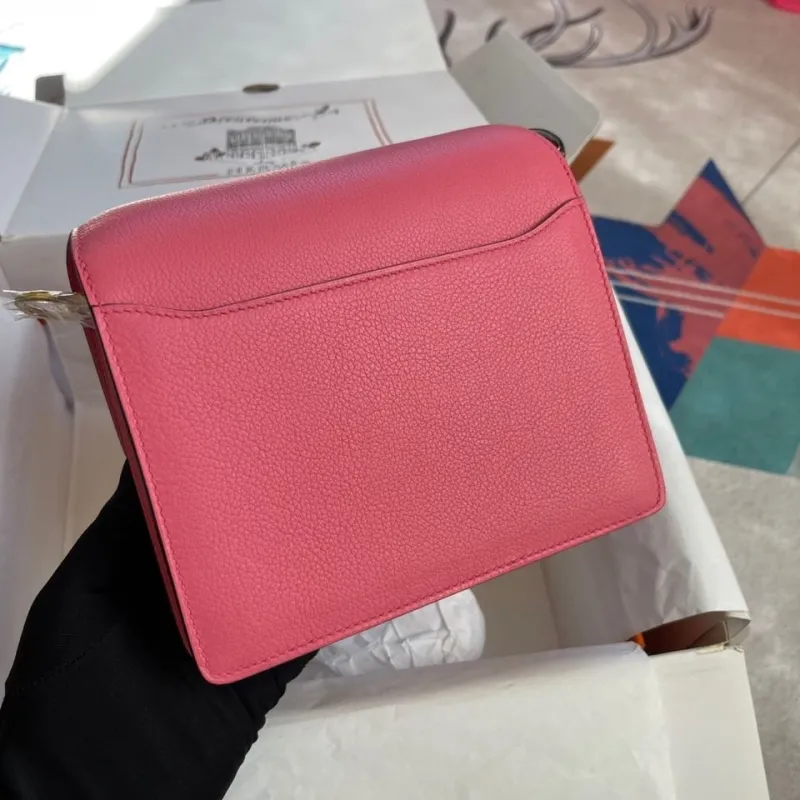 Hermes Pink Roulis Leather Shoulder Bag