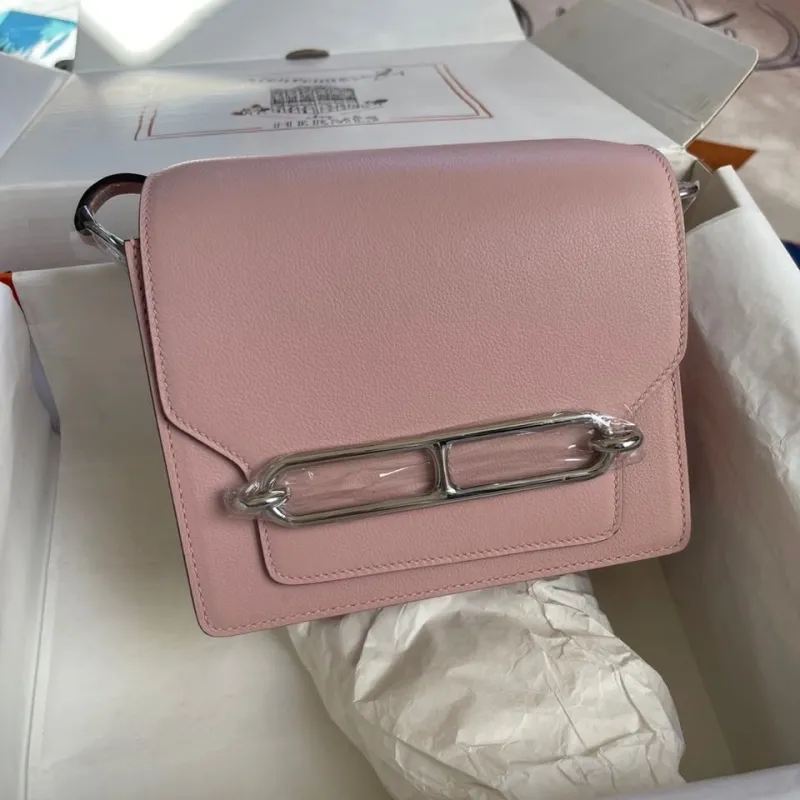 Hermes Pink Roulis Leather Crossbody Bag 89