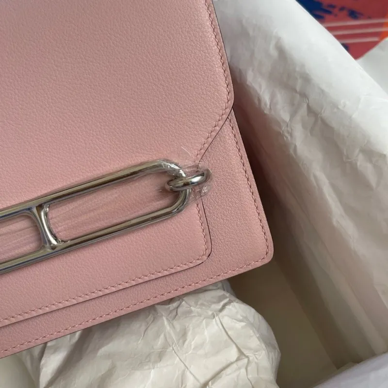 Hermes Pink Roulis Leather Crossbody Bag 89 - Image 3